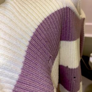 Fringe sweater lavender stripes with holes